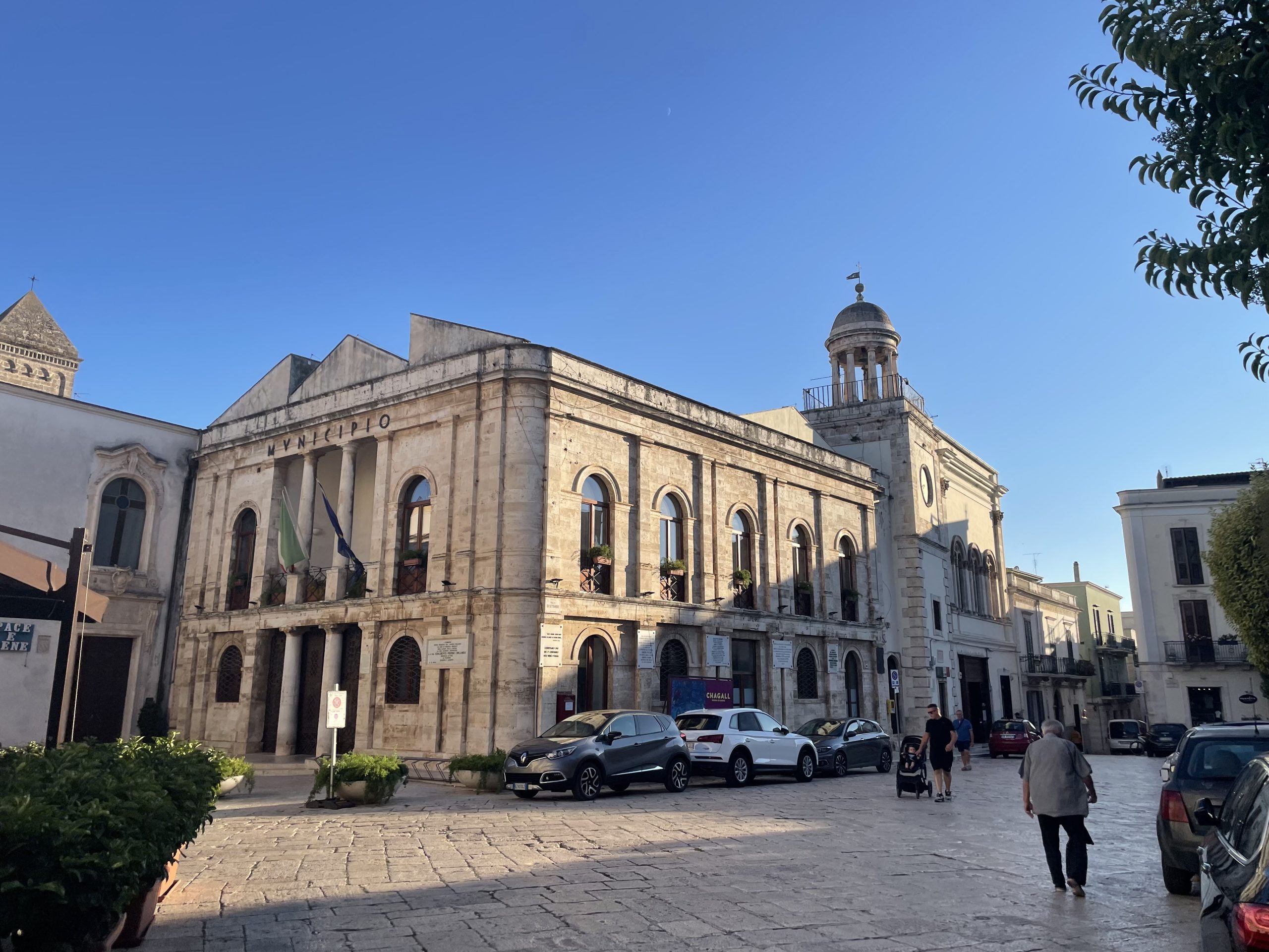 Conversano’s historic town square and Municipio building in Puglia