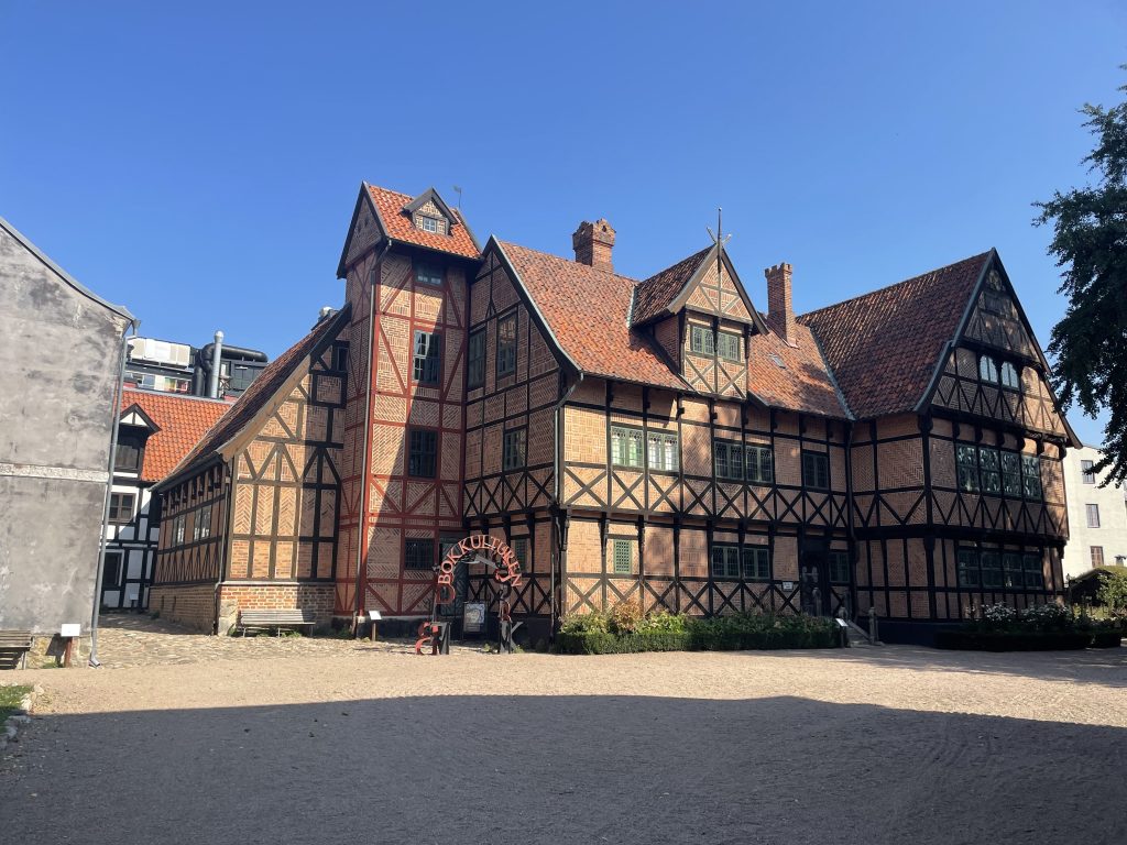 Half-timbered historic house at Kulturen open-air museum in Lund, Sweden — showcasing traditional Swedish architecture.