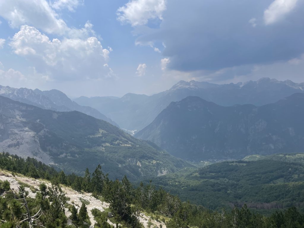 Scenic view along the Valbonë to Theth hiking trail in Albania.