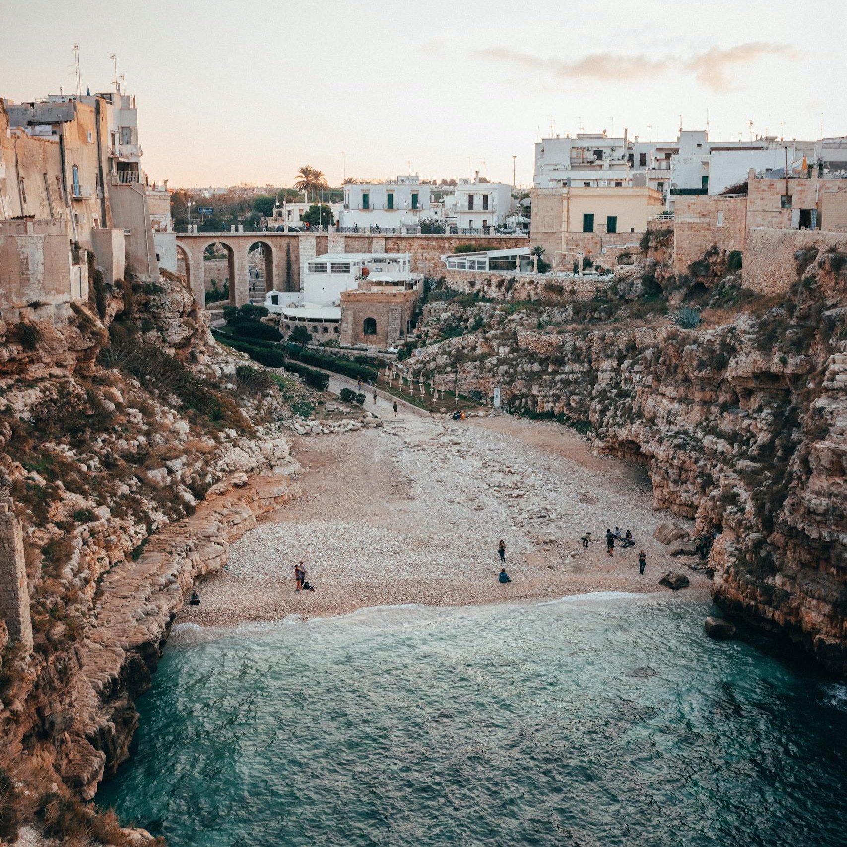 Lama Monachile beach in Polignano a Mare featured in a 4 Day Puglia Itinerary
