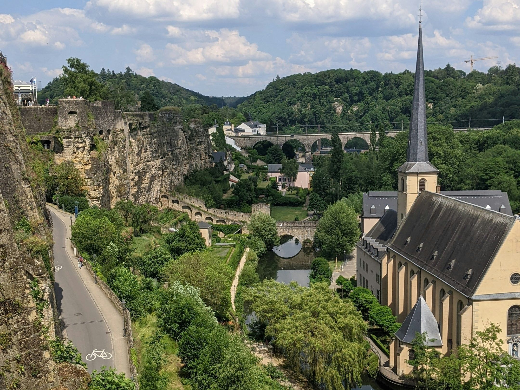 View of the Bock Casemates cliffs and the Alzette Valley in Luxembourg City